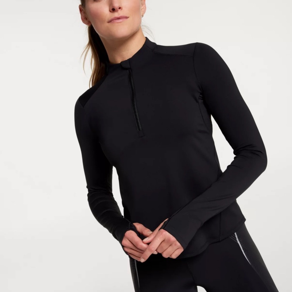 SHADOW SPORT size 1X Women's Pullover Black Long Sleeve Stretchy Activewear NEW